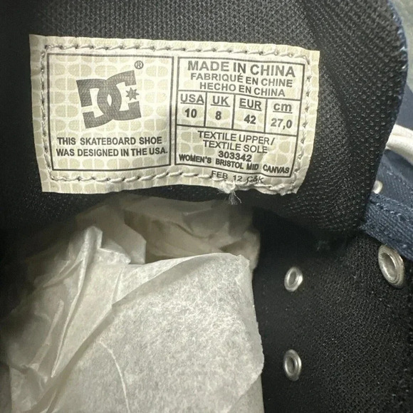 COPY - DC Bristol Mid Canvas Women's Casual Skate Shoe Blue Size 10 New - Picture 7 of 17
